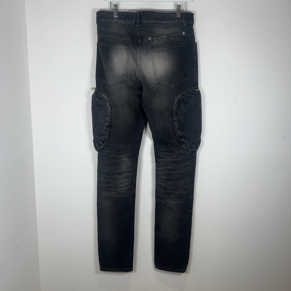 Givenchy Black Wash Cargo Zipper Jeans Size 30