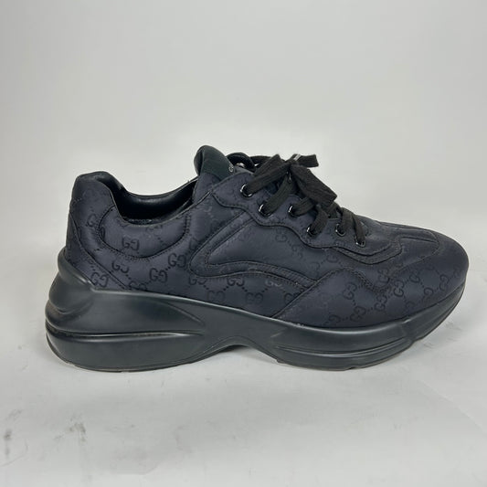 Gucci Triple Black Nylon GG Rhyton Sneaker Size GG 10.5