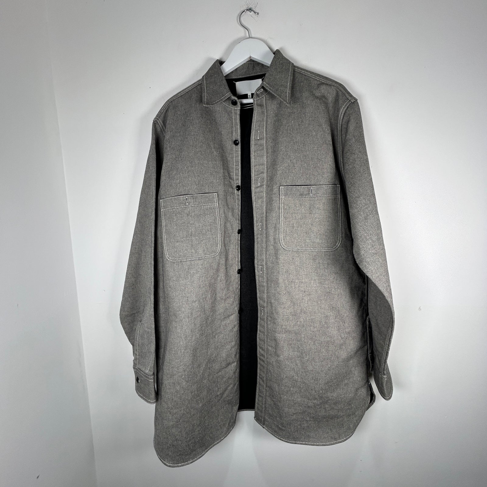 Maison Margiela 12oz Broken Twill Button Up Shirt - Caviar Size XL