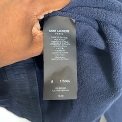 Saint Laurent Navy Logo Tapered Hoodie Size M