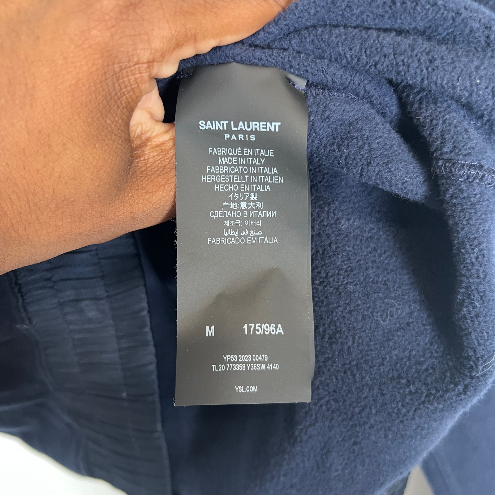 Saint Laurent Navy Logo Tapered Hoodie Size M