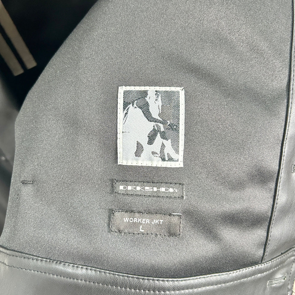 Rick Owens DrkShdw Black Leather Work Jacket Size L
