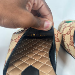 Gucci Beige LA Angels GG Monogram Mules Size GG 9.5