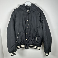 Celine Black Nylon Varsity Hooded Jacket Size L
