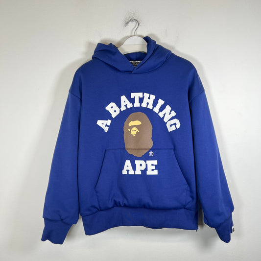 Bape Blue Ape College Logo Puffer Hoodie Size M