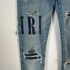Amiri Denim Logo Applique Thrashed Jeans Size 29