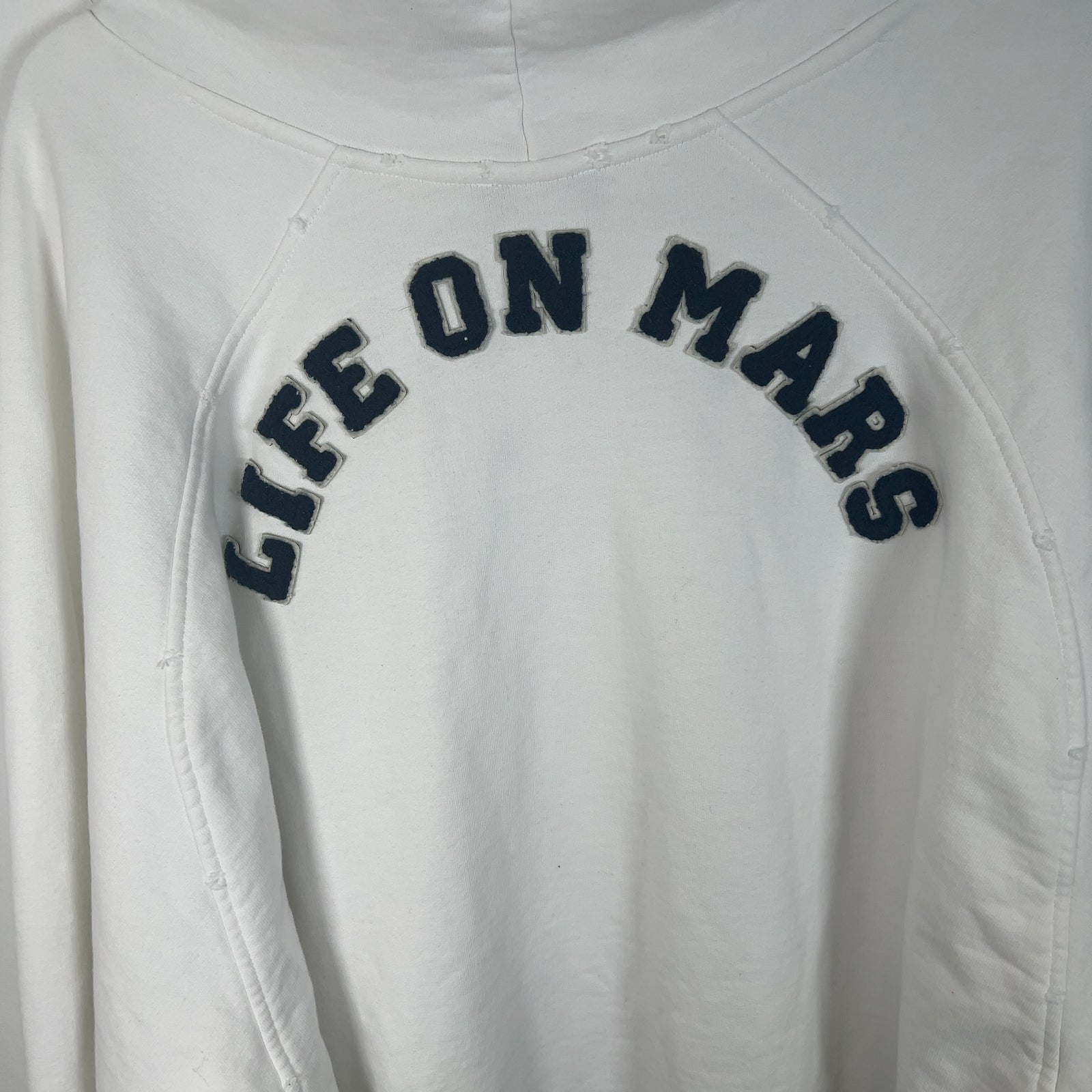 Raf Simons AW20 'Life On Mars' Oversized Distressed White Hoodie
