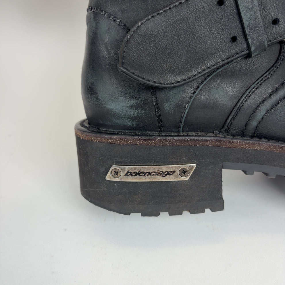 Balenciaga Distressed Leather Venom Engineer Boots