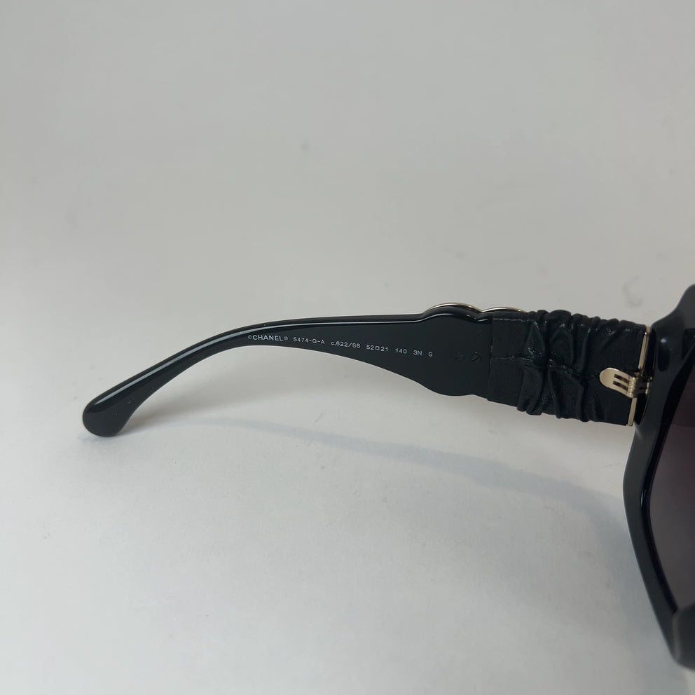 Chanel Square Frame Calfskin Leather Sunglasses