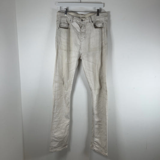 Rick Owens DRKSHDW 'White Wax' Acrylic Painted Detroit Jeans
