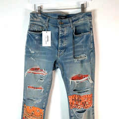 Amiri Artpatch Orange Patchwork Bandana Jeans