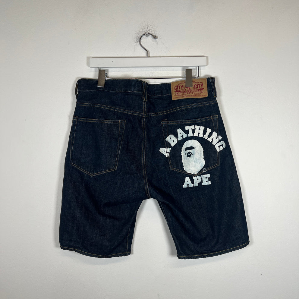 A Bathing Ape Blue Jean Shorts Size M