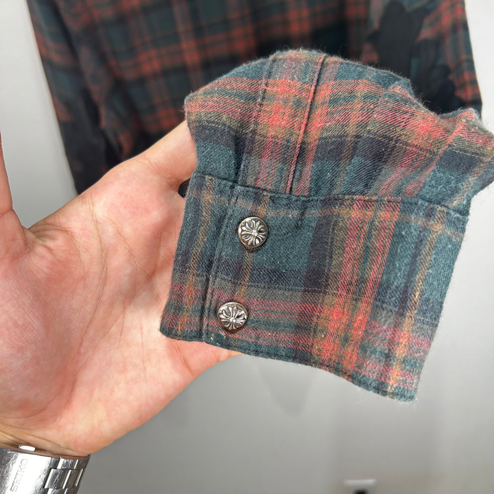 Chrome Hearts Brown/Green Floral Cross Patch Flannel Size L