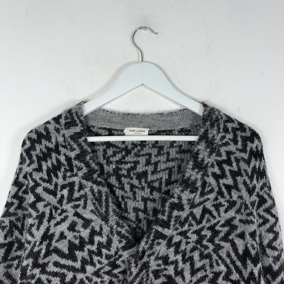 Saint Laurent Zig-Zag Print Wool and Mohair Cardigan