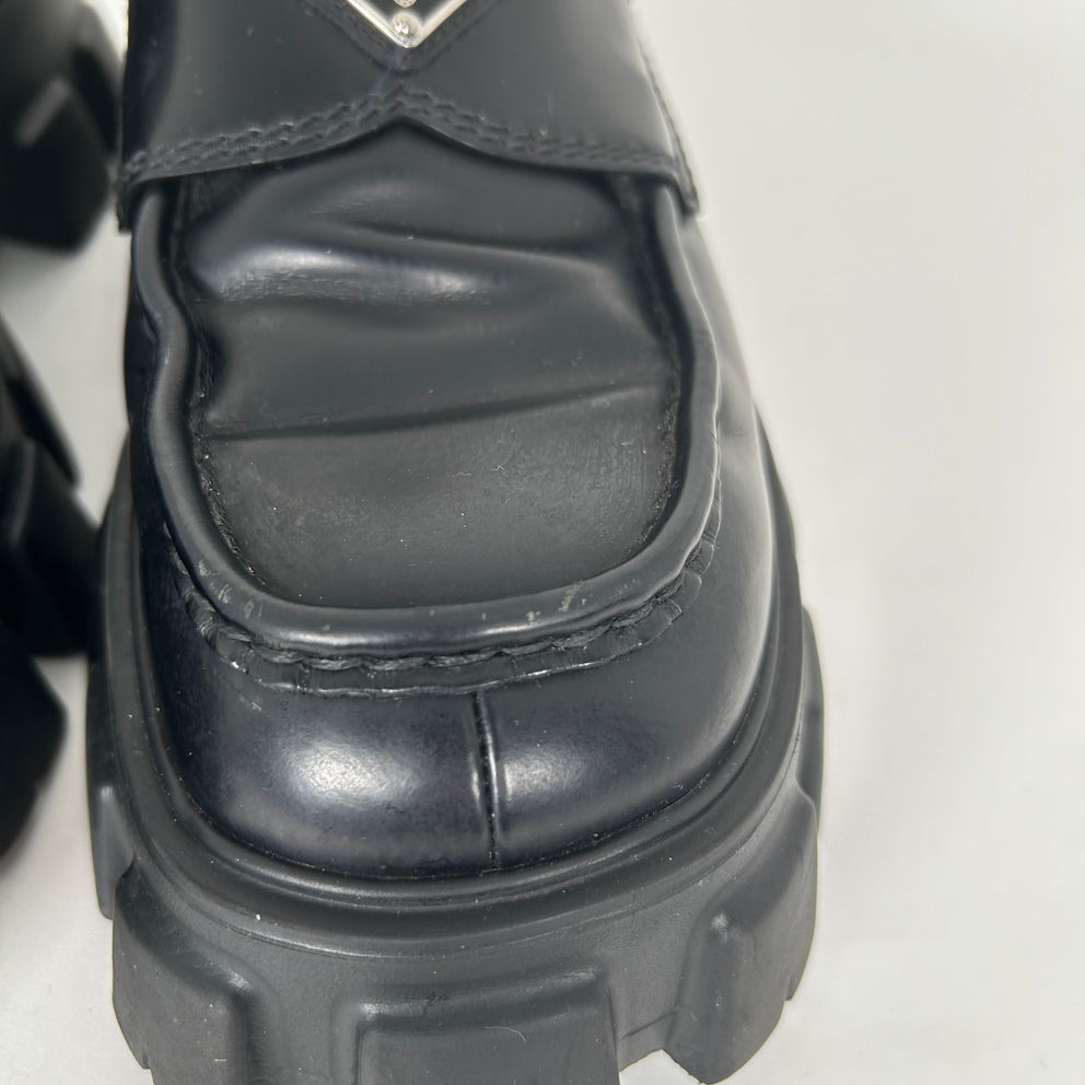 Prada Black Monolith Leather Sneaker Size 10