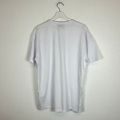 Who Decides War White Nameplate Embroidered Tee Size L