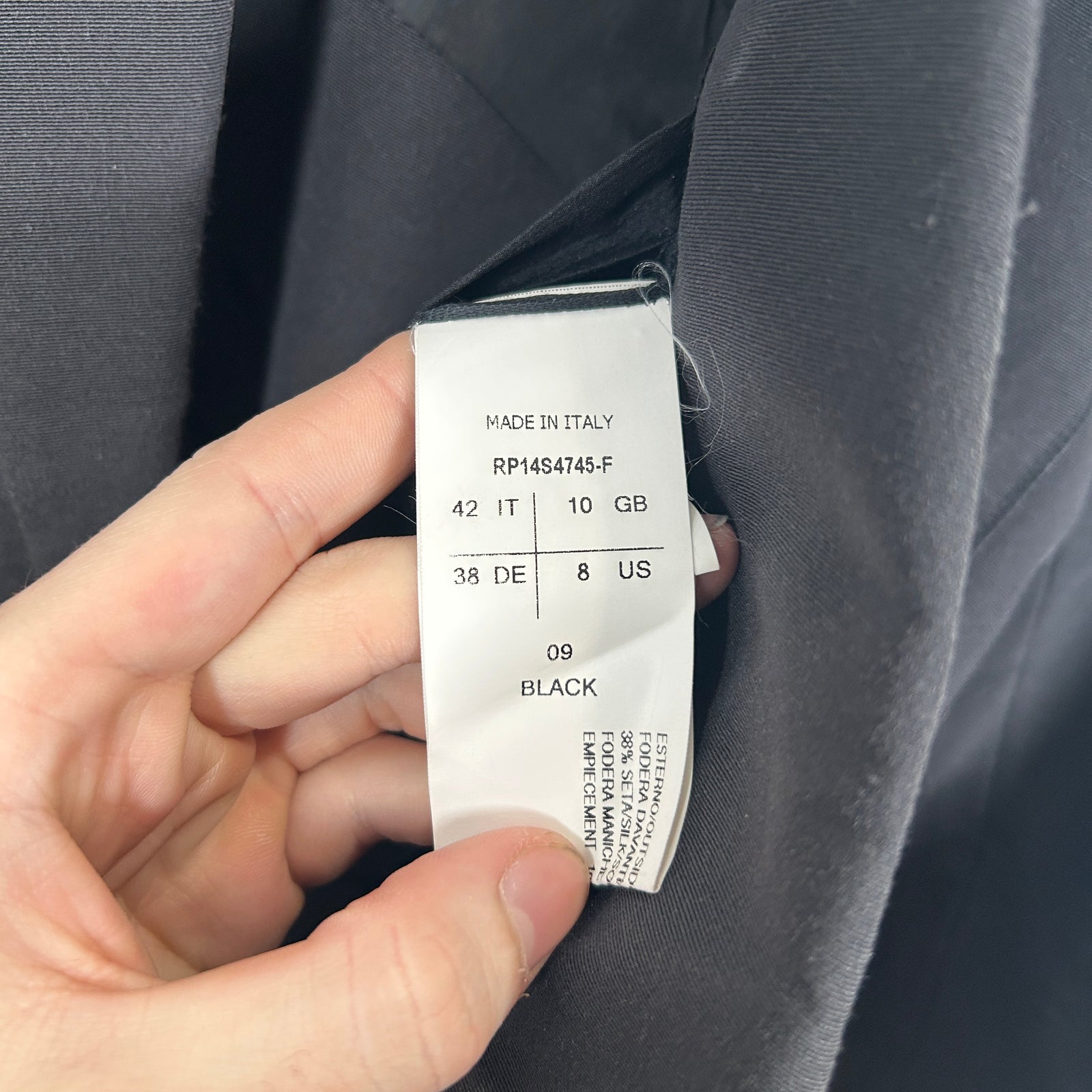 Rick Owens Knife Cut Cropped Blazer Size S