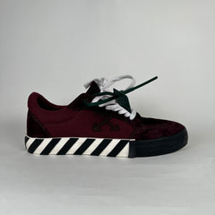 Off-White Burgundy Vulcanized Canvas Low Top Sneaker Size 45