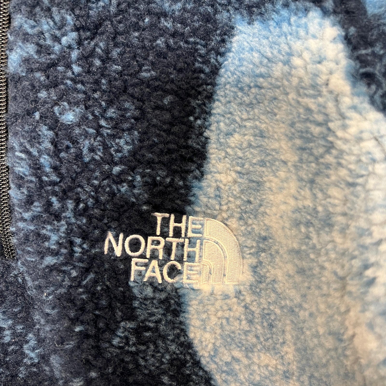Supreme x The North Face Blue Bleached Denim Fleece Jacket Size S