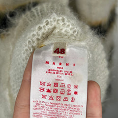 Marni White Striped Mohair Button-Up Cardigan Sweater Size L