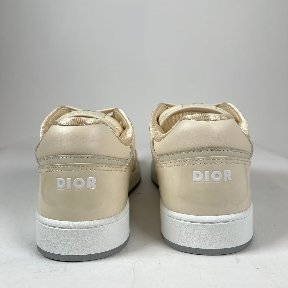 Dior B27 Beige Patent Leather Oblique Sneaker Size 46