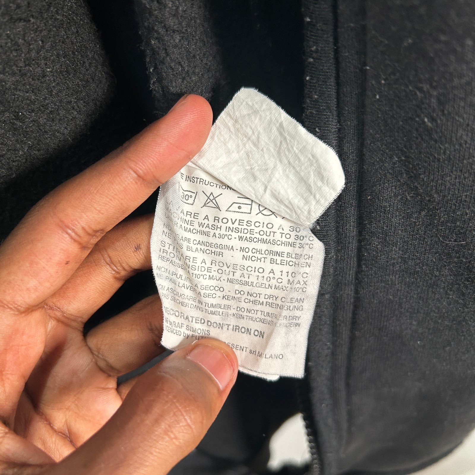 Raf Simons Black Zipper Hoodie Size 1