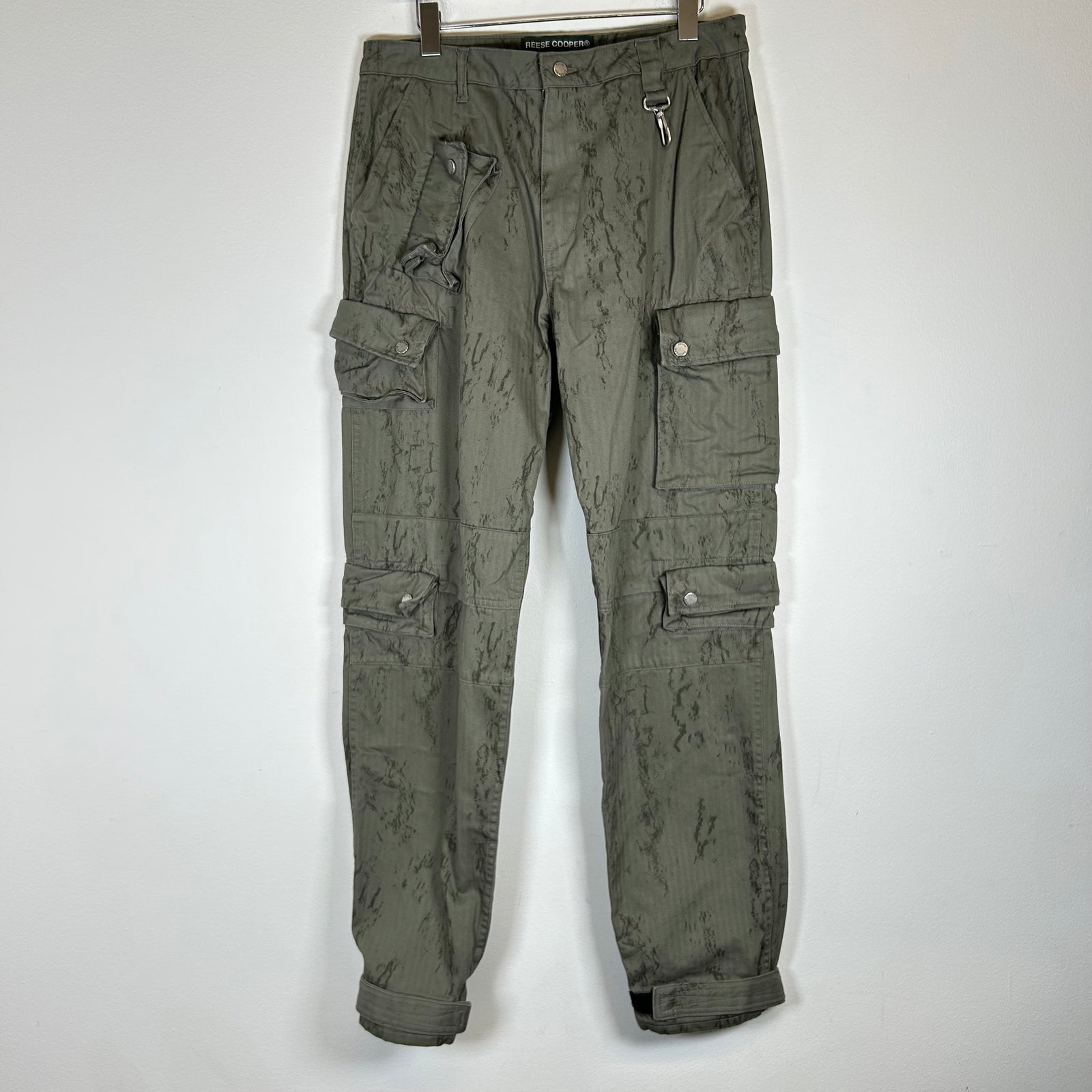 Reese Cooper Olive Herringbone Cargo Pants Size 32