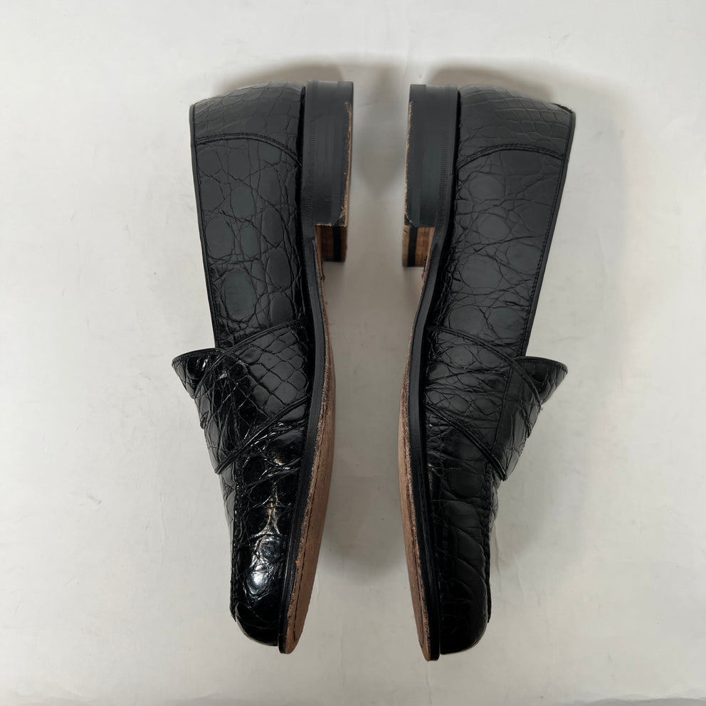 Maus & Hoffman Black Crocodile Loafers Size 9.5