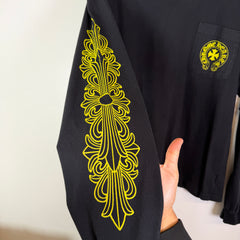 Chrome Hearts Black/Yellow Made In Hollywood Long-Sleeve Shirt Size M