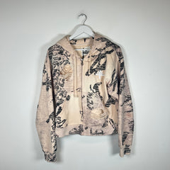 Vertabrae Ivory Graffiti Zip Up Hoodie Size S