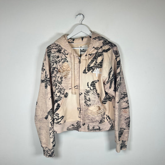 Vertabrae Ivory Graffiti Zip Up Hoodie Size S