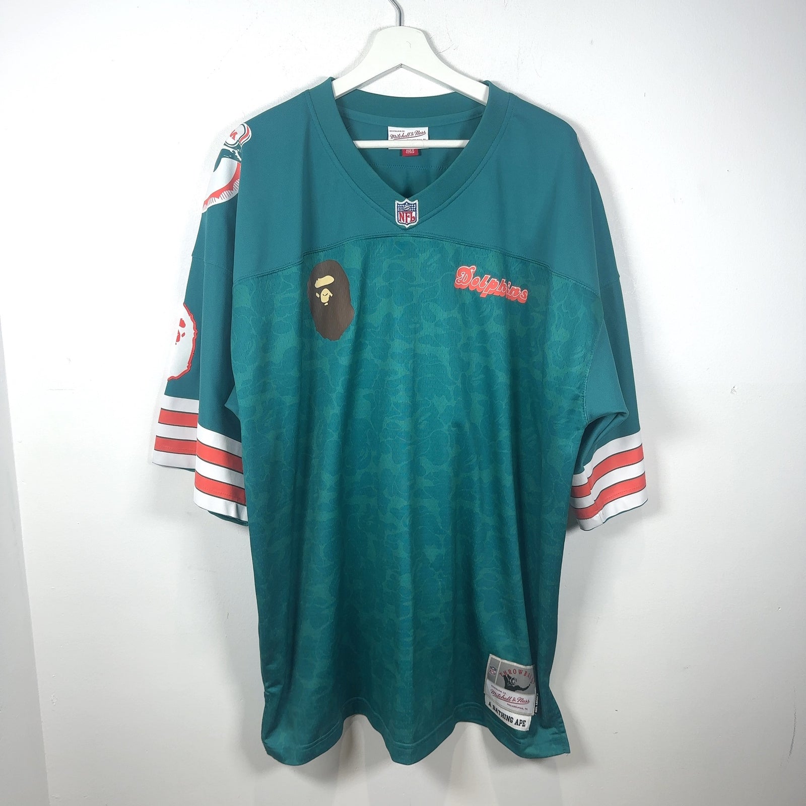 Bape x Mitchell & Ness ‘Miami Dolphins' Camoflauge Oversized Football Jersey