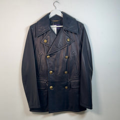 Ralph Lauren Purple Label Navy Leather Blazer Jacket Size S