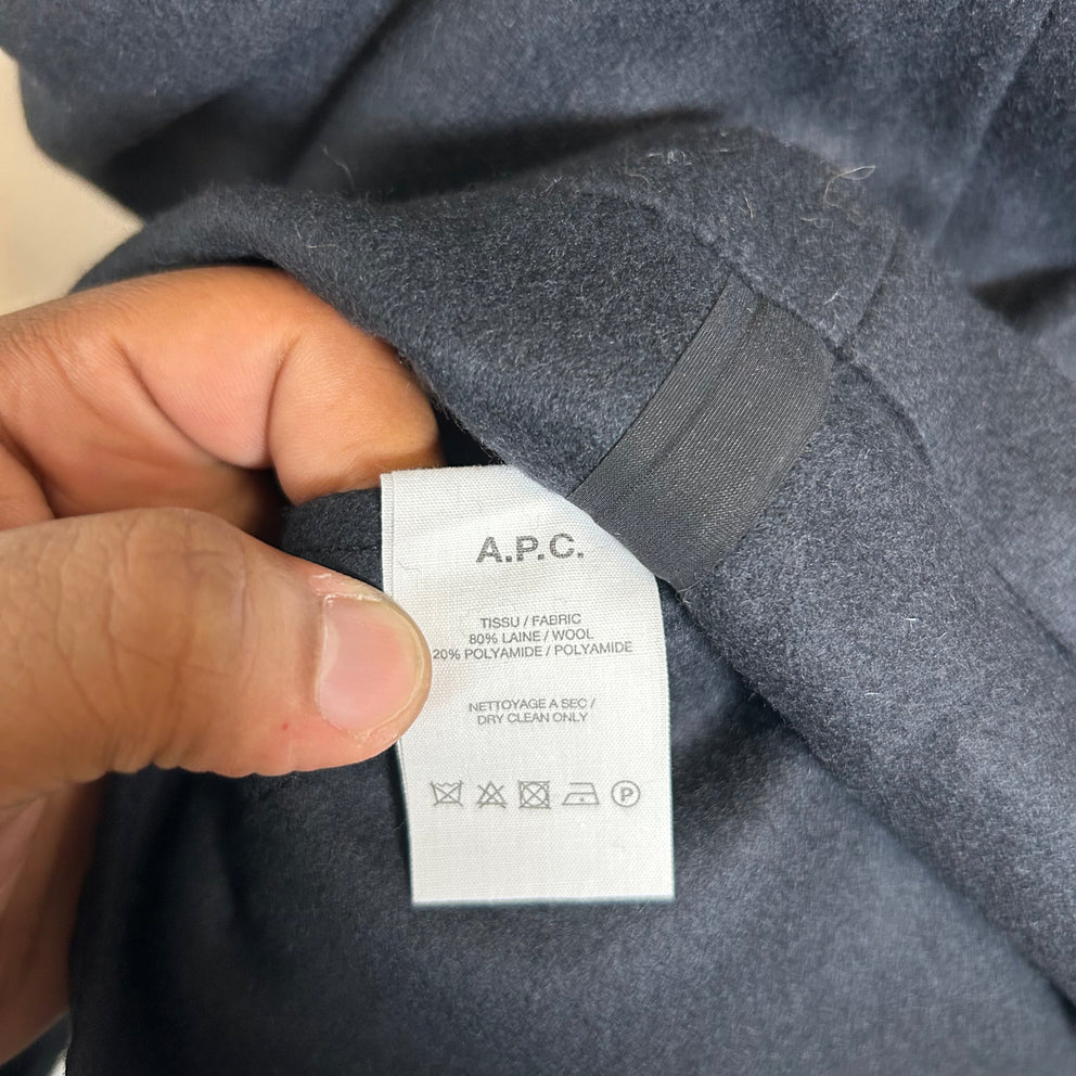 APC Navy Wool Mac Rodger Coat Size L