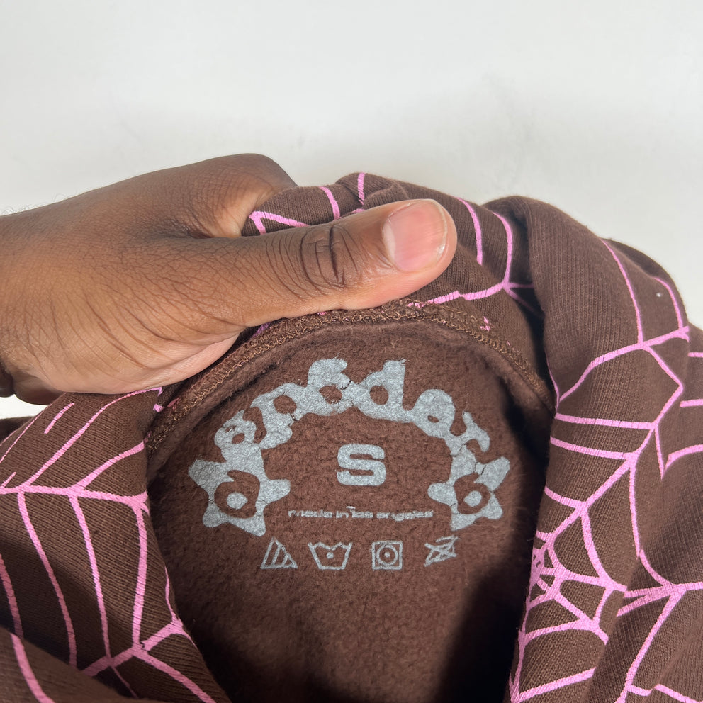 Sp5der Brown AOP Hoodie Size S