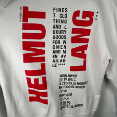 Helmut Lang White Impress Logo Print Hoodie Size XXL