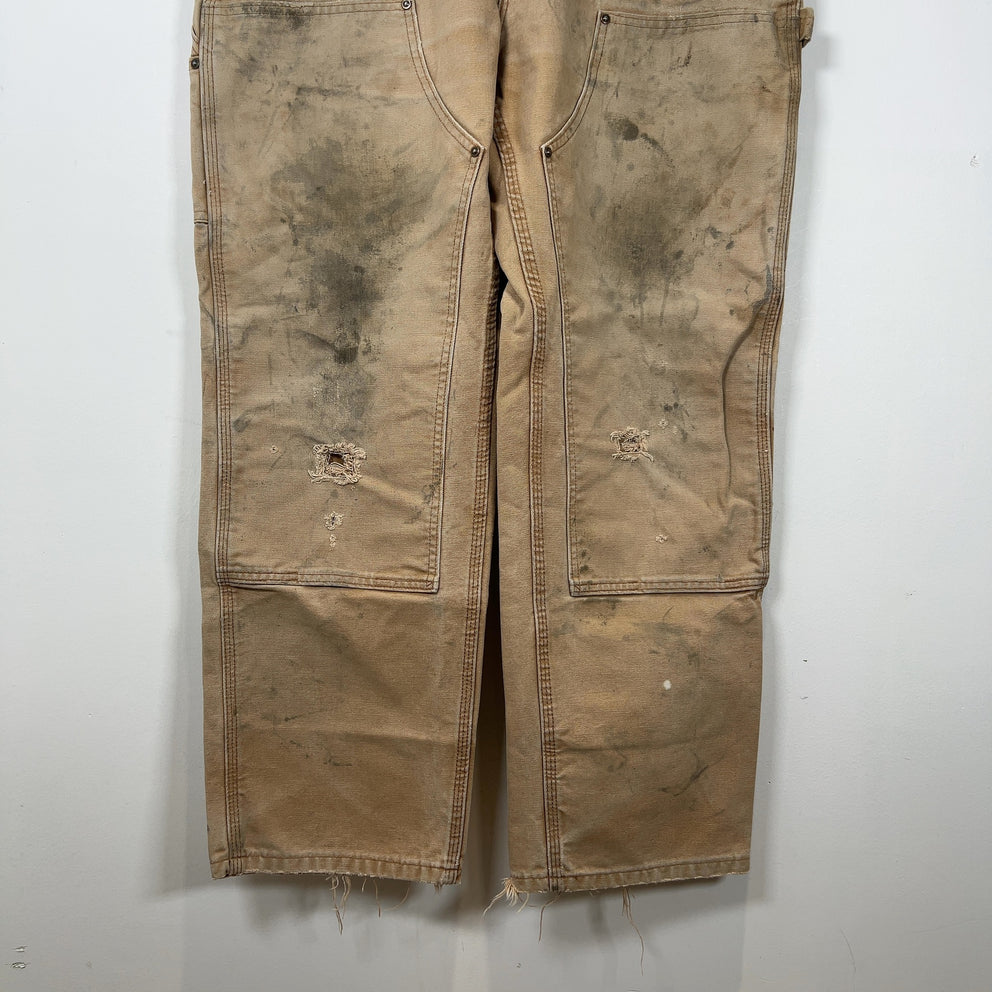 Carhartt Vintage Faded Khaki Distressed 'Double Knee' Carpenter Pants