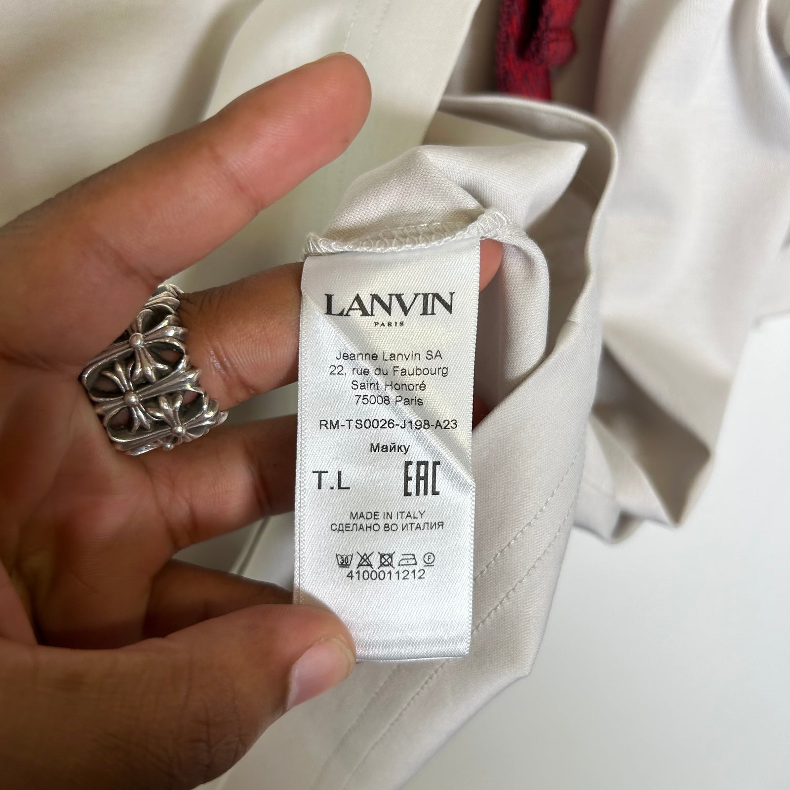Lanvin Embroidered Curb Lace Logo T-Shirt
