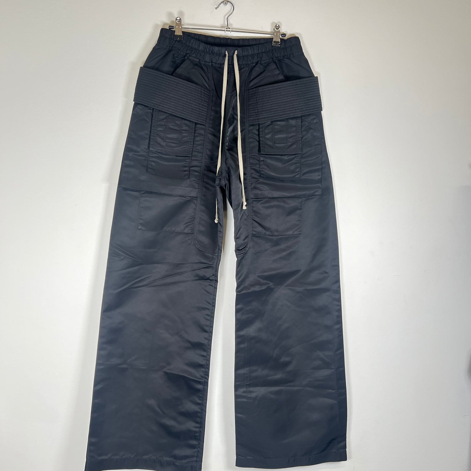 Rick Owens Drkshdw FW23 Black Nylon Wide Leg Creatch Cargo Pants Size S