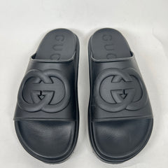 Gucci Black Interlocking G Platform Sandals Size GG 12
