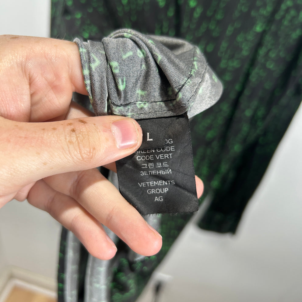 Vetements Matrix Code Viscose Button Up Oversized Shirt Size L