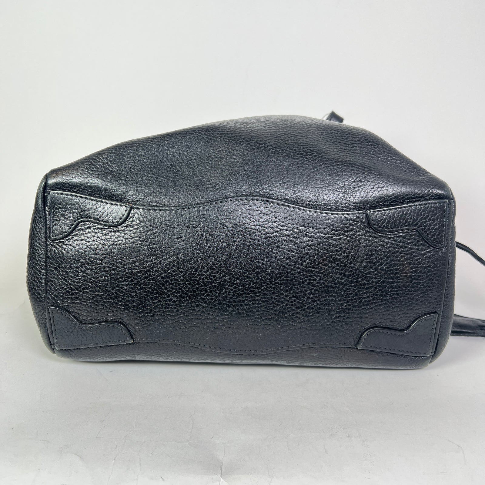 Prada Vintage Pebbled Leather Embossed Bauletto Bag