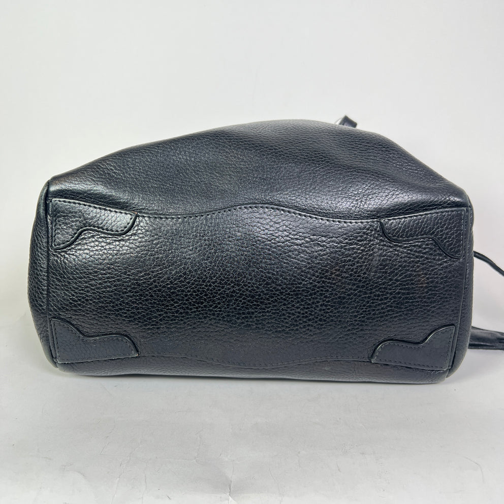 Prada Vintage Pebbled Leather Embossed Bauletto Bag