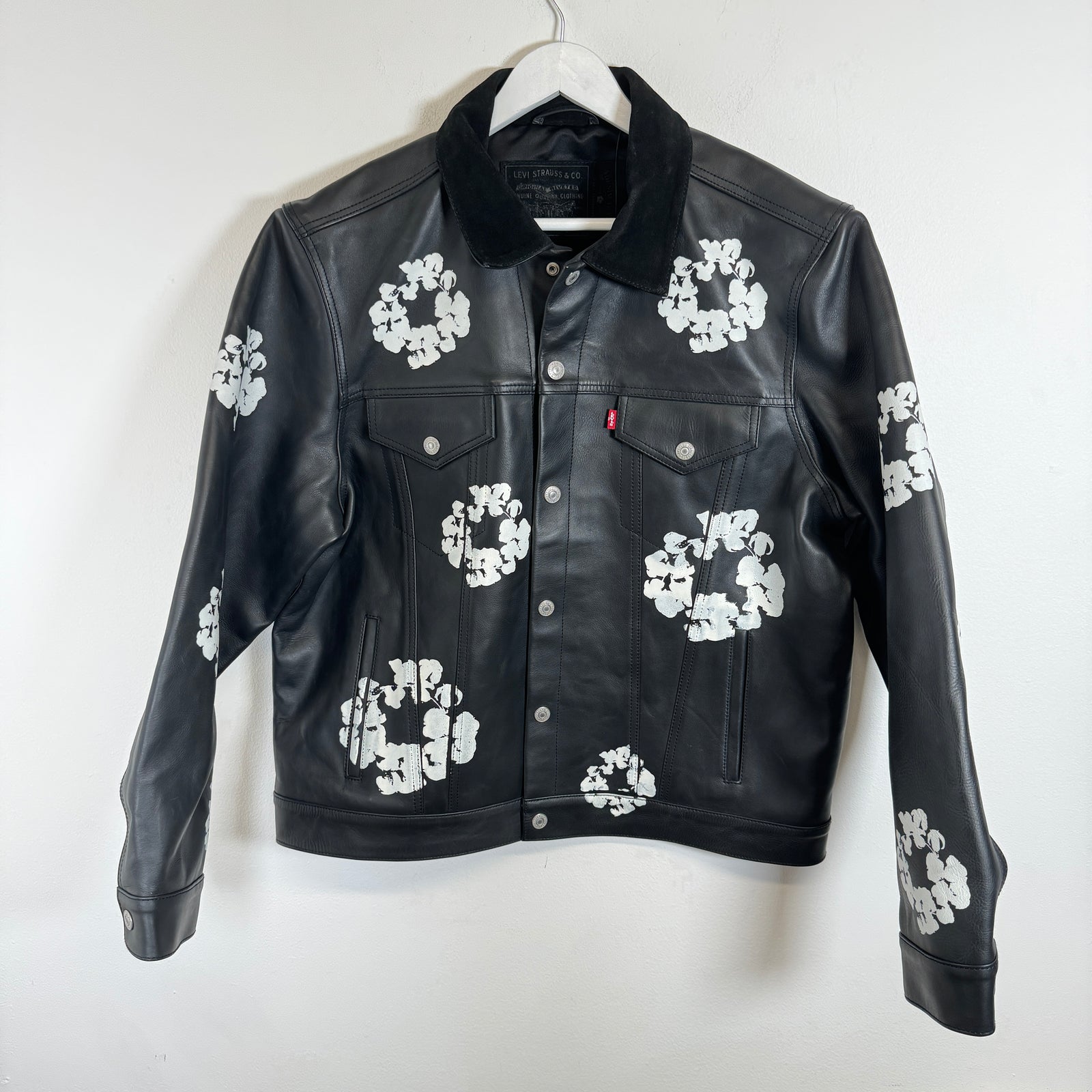 Denim Tears Black Leather Wreath Jacket Size L