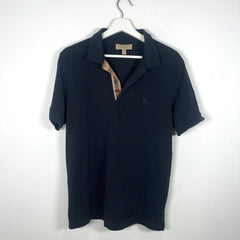 Burberry 1/4 Button Navy Polo