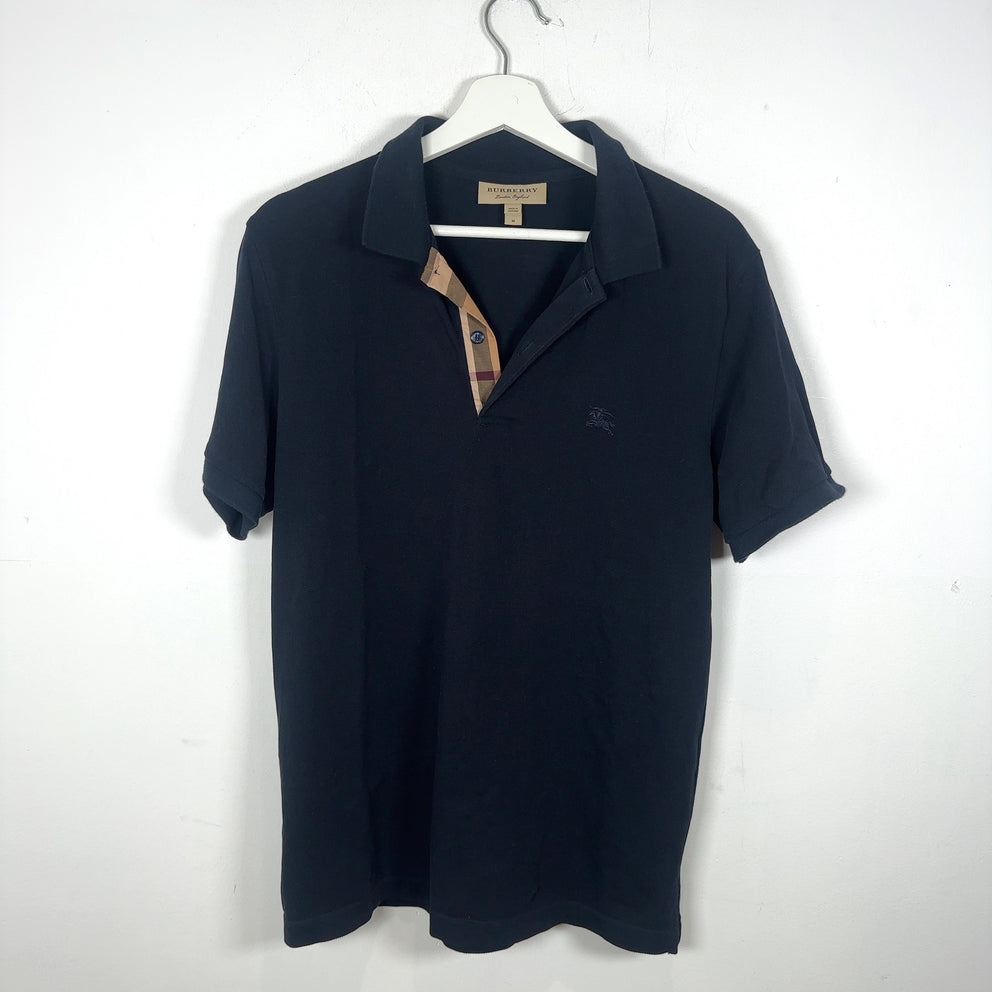 Burberry 1/4 Button Navy Polo
