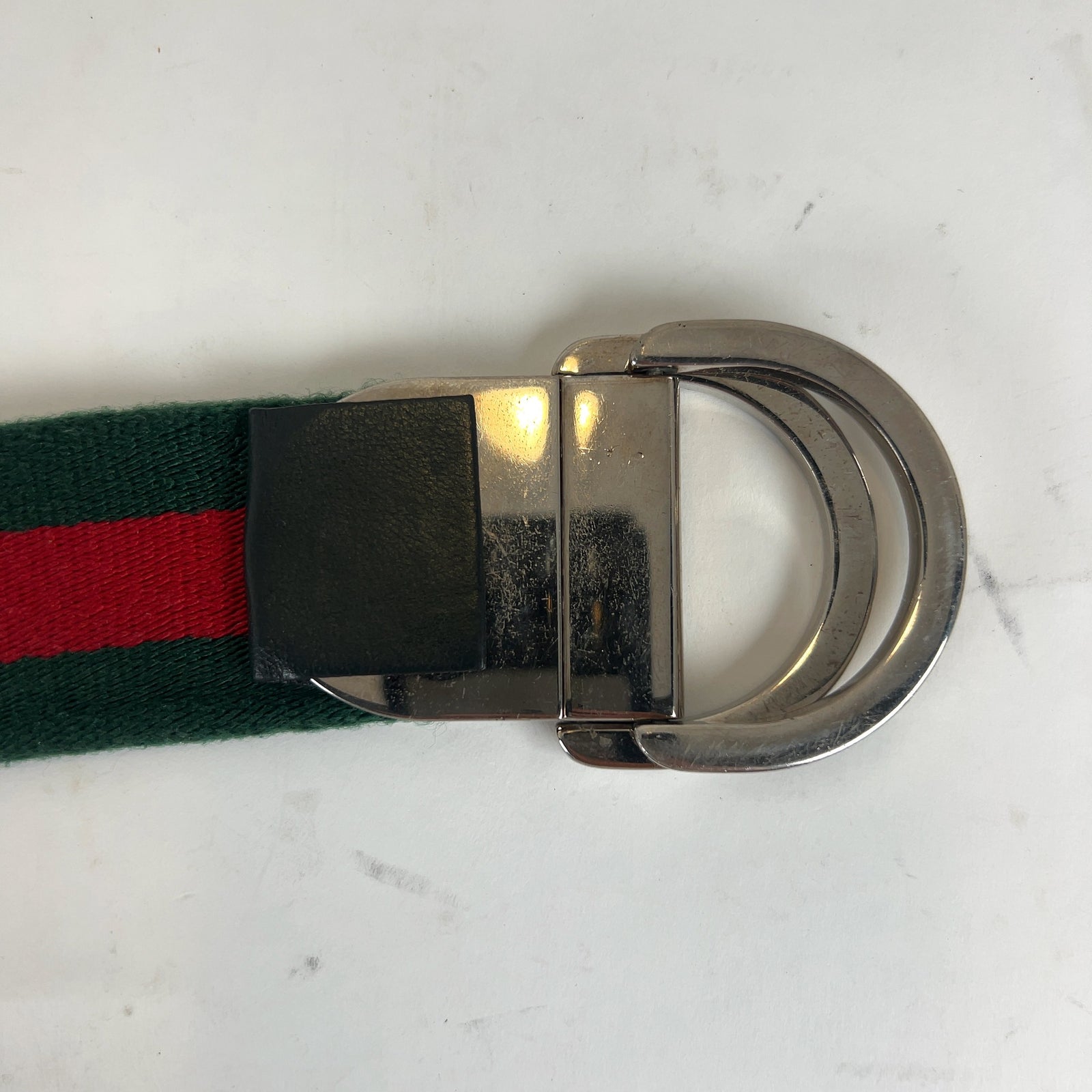 Gucci Web Stripe D-Ring Belt