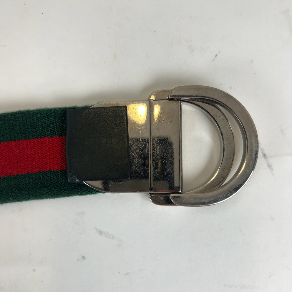 Gucci Web Stripe D-Ring Belt