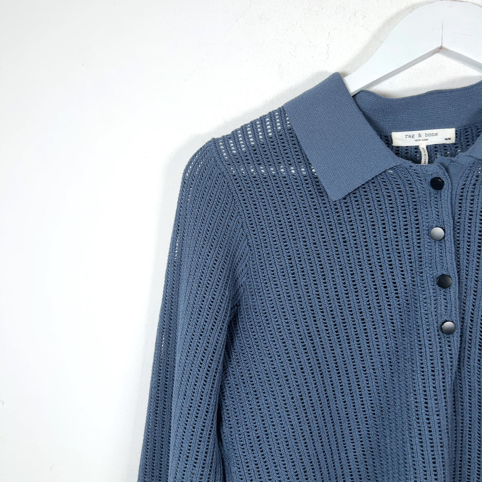 Rag & Bone Knitted Cropped Button-Up Polo Shirt