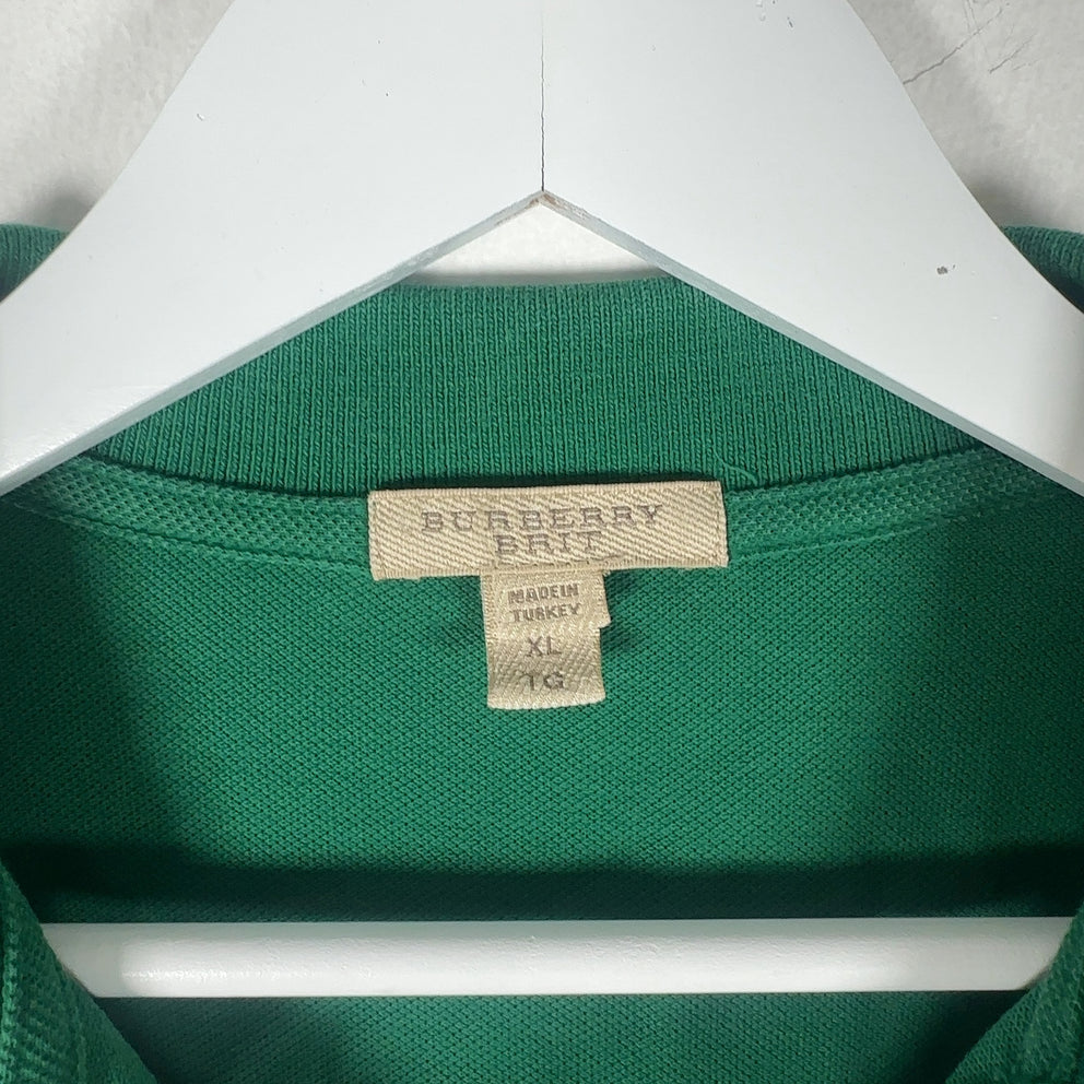 Burberry Green 1/4 Button Polo